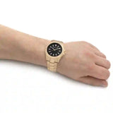 Buy Shop Michael Kors Everest Three-Hand Black Dial Gold Steel Strap Watch For Men - MK9078 USA Online