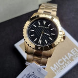 Buy Shop Michael Kors Everest Three-Hand Black Dial Gold Steel Strap Watch For Men - MK9078 USA Online