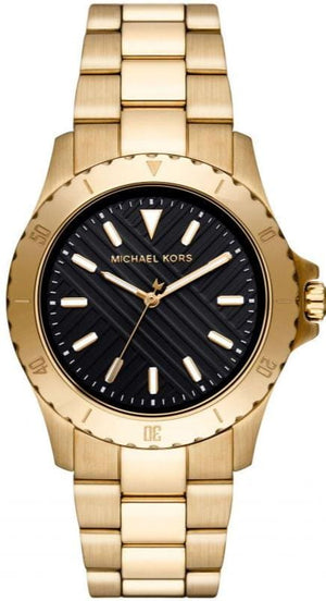 Buy Shop Michael Kors Everest Three-Hand Black Dial Gold Steel Strap Watch For Men - MK9078 USA Online