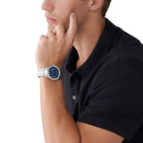 Buy Shop Michael Kors Everest Three-Hand Blue Dial Silver Steel Strap Watch For Men - MK9079 USA Online