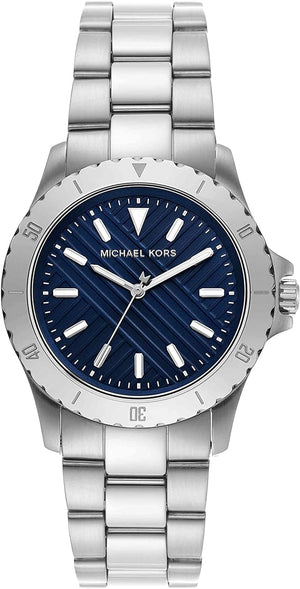 Buy Shop Michael Kors Everest Three-Hand Blue Dial Silver Steel Strap Watch For Men - MK9079 USA Online