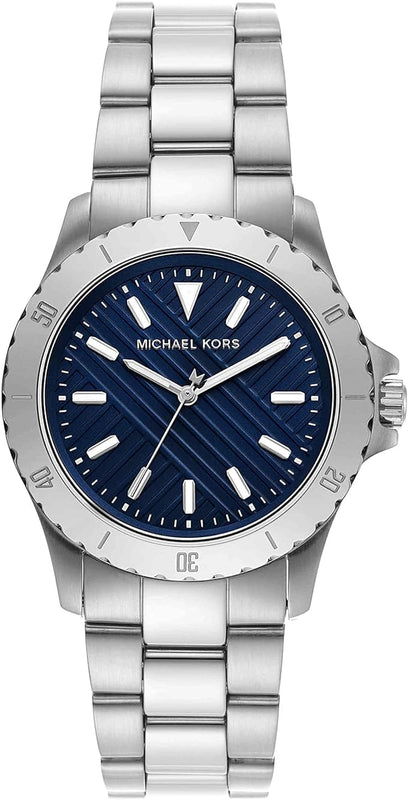 Buy Shop Michael Kors Everest Three-Hand Blue Dial Silver Steel Strap Watch For Men - MK9079 USA Online