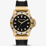 Buy Shop Michael Kors Everest Three-Hand Crystals Black Dial Black Rubber Strap Watch for Women - MK7440 USA Online