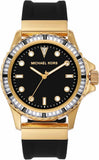 Buy Shop Michael Kors Everest Three-Hand Crystals Black Dial Black Rubber Strap Watch for Women - MK7440 USA Online