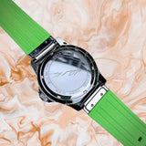Buy Shop Michael Kors Everest Three Hand Crystals Silver Dial Green Silicone Strap Watch For Women - MK7360 USA Online