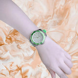 Buy Shop Michael Kors Everest Three Hand Crystals Silver Dial Green Silicone Strap Watch For Women - MK7360 USA Online