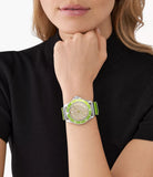 Buy Shop Michael Kors Everest Three Hand Crystals Silver Dial Green Silicone Strap Watch For Women - MK7360 USA Online