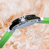 Buy Shop Michael Kors Everest Three Hand Crystals Silver Dial Green Silicone Strap Watch For Women - MK7360 USA Online