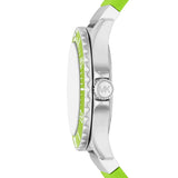 Buy Shop Michael Kors Everest Three Hand Crystals Silver Dial Green Silicone Strap Watch For Women - MK7360 USA Online