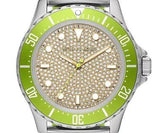 Buy Shop Michael Kors Everest Three Hand Crystals Silver Dial Green Silicone Strap Watch For Women - MK7360 USA Online