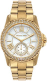 Buy Shop Michael Kors Everest Three Hand Mother of Pearl White Dial Gold Steel Strap Watch For Women - MK7401 USA Online