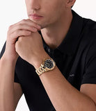 Buy Shop Michael Kors Everest Three Hand Quartz Black Dial Gold Steel Strap Watch For Men - MK9140 USA Online