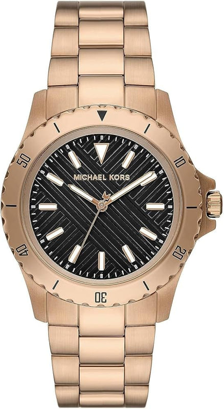Buy Shop Michael Kors Everest Three Hand Quartz Black Dial Gold Steel Strap Watch For Men - MK9140 USA Online