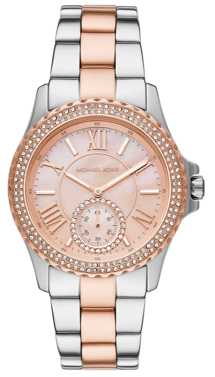 Buy Shop Michael Kors Everest Three Hand Rose Gold Dial Two Tone Steel Strap Watch For Women - MK7402 USA Online