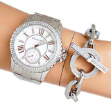 Buy Shop Michael Kors Everest Three hand Silver Dial Silver Steel Strap Watch For Women - MK7403 USA Online