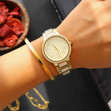 Buy Shop Michael Kors Gabbi Crystals Gold Dial Gold Steel Strap Watch For Women - MK3985 USA Online