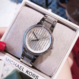 Buy Shop Michael Kors Gabbi Quartz Crystals Silver Dial Silver Steel Strap Watch For Women - MK3984 USA Online