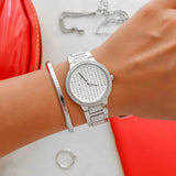 Buy Shop Michael Kors Gabbi Quartz Crystals Silver Dial Silver Steel Strap Watch For Women - MK3984 USA Online