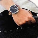Buy Shop Michael Kors Gage Chronograph Blue Dial Brown Leather Strap Watch For Men - MK8362 USA Online
