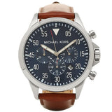 Buy Shop Michael Kors Gage Chronograph Blue Dial Brown Leather Strap Watch For Men - MK8362 USA Online