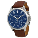 Buy Shop Michael Kors Gage Chronograph Blue Dial Brown Leather Strap Watch For Men - MK8362 USA Online