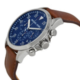 Buy Shop Michael Kors Gage Chronograph Blue Dial Brown Leather Strap Watch For Men - MK8362 USA Online