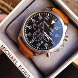 Buy Shop Michael Kors Gage Chronograph Quartz Black Dial Brown Leather Strap Watch For Men - MK8333 USA Online