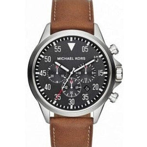 Buy Shop Michael Kors Gage Chronograph Quartz Black Dial Brown Leather Strap Watch For Men - MK8333 USA Online
