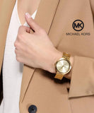 Buy Shop Michael Kors Garner Quartz Gold Dial Gold Steel Strap Watch For Women - MK6408 USA Online