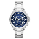 Buy Shop Michael Kors Grayson Chronograph Blue Dial Silver Steel Strap Watch For Men - MK9107 USA Online