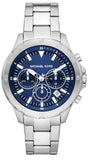 Buy Shop Michael Kors Grayson Chronograph Blue Dial Silver Steel Strap Watch For Men - MK9107 USA Online