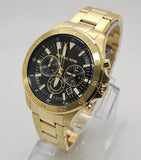 Buy Shop Michael Kors Greyson Chronograph Black Dial Gold Steel Strap Watch For Men - MK9108 USA Online