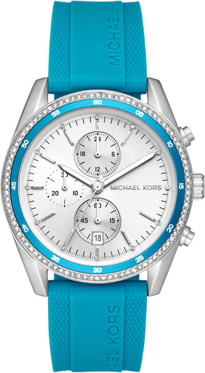 Buy Shop Michael Kors Hadyn Analog Silver Dial Blue Rubber Strap Watch for Women - MK7485 USA Online