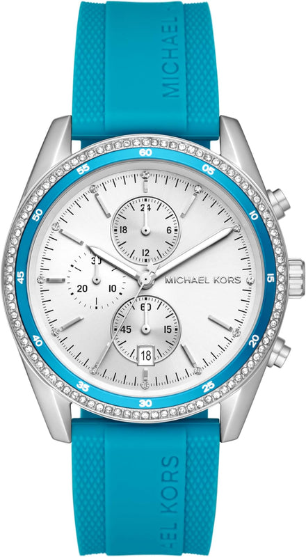 Buy Shop Michael Kors Hadyn Analog Silver Dial Blue Rubber Strap Watch for Women - MK7485 USA Online