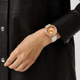 Buy Shop Michael Kors Harlowe Analog Rose Gold Dial White Leather Strap Watch For Women - MK2989 USA Online