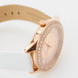 Buy Shop Michael Kors Harlowe Analog Rose Gold Dial White Leather Strap Watch For Women - MK2989 USA Online