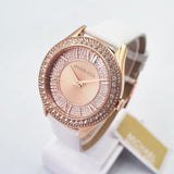Buy Shop Michael Kors Harlowe Analog Rose Gold Dial White Leather Strap Watch For Women - MK2989 USA Online