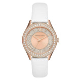 Buy Shop Michael Kors Harlowe Analog Rose Gold Dial White Leather Strap Watch For Women - MK2989 USA Online