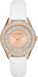 Buy Shop Michael Kors Harlowe Analog Rose Gold Dial White Leather Strap Watch For Women - MK2989 USA Online