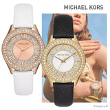 Buy Shop Michael Kors Harlowe Analog White Dial Black Leather Strap Watch For Women - MK2988 USA Online