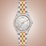 Buy Shop Michael Kors Harlowe Three-Hand Mother of Pearl White Dial Tri Tone Steel Strap Watch for Women - MK4846 USA Online