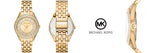Buy Shop Michael Kors Harlowe Three-Hand Quartz Gold Dial Gold Steel Strap Watch For Women - MK4709 USA Online