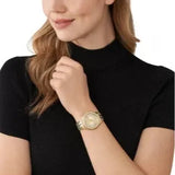 Buy Shop Michael Kors Harlowe Three-Hand Quartz Gold Dial Gold Steel Strap Watch For Women - MK4709 USA Online