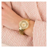 Buy Shop Michael Kors Harlowe Three-Hand Quartz Gold Dial Gold Steel Strap Watch For Women - MK4709 USA Online