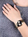 Buy Shop Michael Kors Hartman Analog Quartz Black Dial Gold Steel Strap Watch For Women - MK3647 USA Online