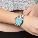 Buy Shop Michael Kors Hartman Quartz Blue Dial Silver Steel Strap Watch For Women - MK3519 USA Online