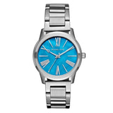 Buy Shop Michael Kors Hartman Quartz Blue Dial Silver Steel Strap Watch For Women - MK3519 USA Online