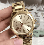 Buy Shop Michael Kors Hartman Quartz Gold Dial Gold Steel Strap Watch For Women - MK3490 USA Online