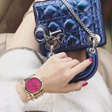Buy Shop Michael Kors Hartman Quartz Pink Dial Gold Steel Strap Watch For Women - MK3520 USA Online