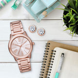Buy Shop Michael Kors Hartman Rose Gold Dial Rose Gold Steel Strap Watch For Women - MK3491 USA Online
